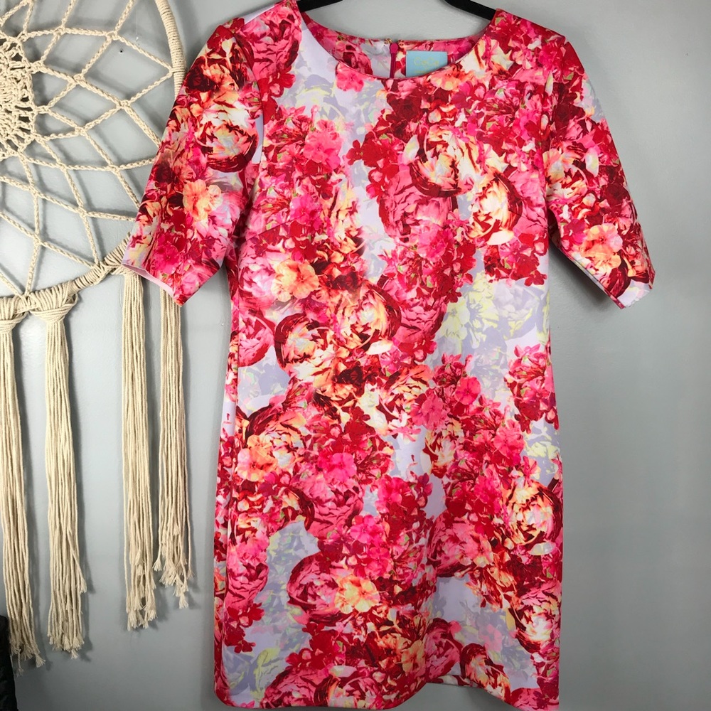 Cece Cynthia Steffe Sebella Floral Scuba Dress - Picture 2 of 8